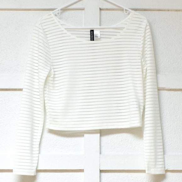 H&M Cropped Transparent Long Sleeve Top - Picture 1 of 8